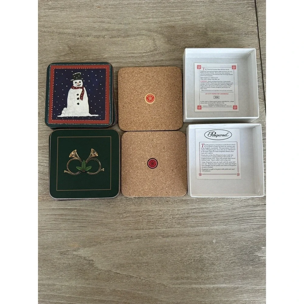 VTG 2 sets Pimpernel Christmas Designs Cork Coasters 11 coasters in total